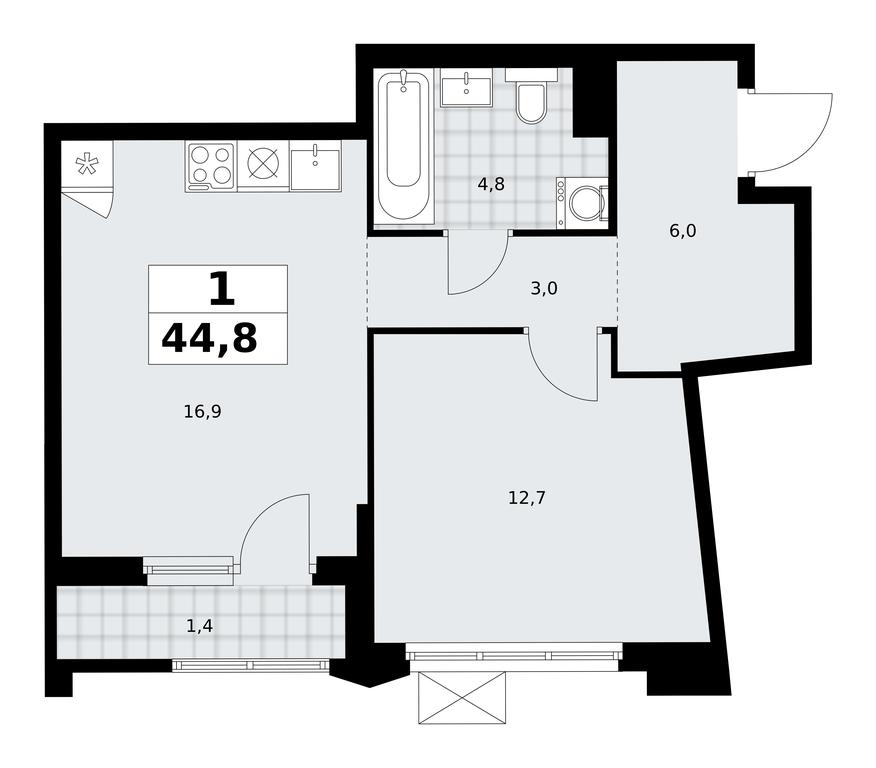 Apartment Sale, 44.8 sq. m. at Desnarechie, kvartal № 23, Desyonovskoye Settlement, Moscow, Russia #2 Apartment Sale, 44.8 sq. m. at Desnarechie, kvartal № 23, Desyonovskoye Settlement, Moscow, Russia #2
