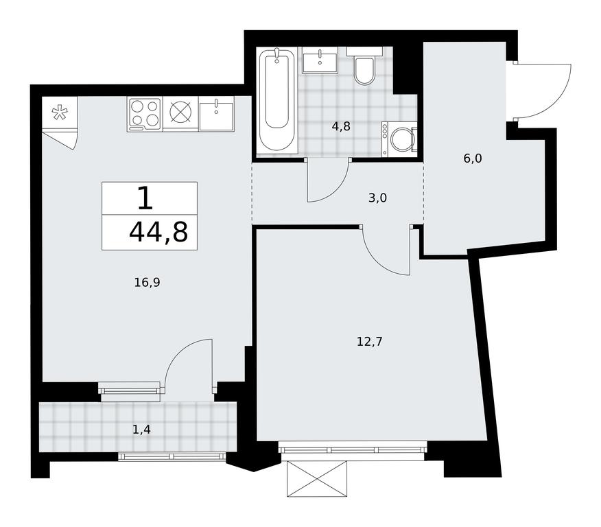 Apartment Sale, 44.8 sq. m. at Desnarechie, kvartal № 23, Desyonovskoye Settlement, Moscow, Russia #1 Apartment Sale, 44.8 sq. m. at Desnarechie, kvartal № 23, Desyonovskoye Settlement, Moscow, Russia #1