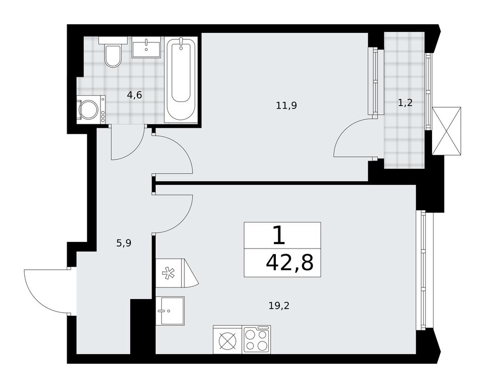 Apartment Sale, 42.8 sq. m. at Desnarechie, kvartal № 23, Desyonovskoye Settlement, Moscow, Russia #1