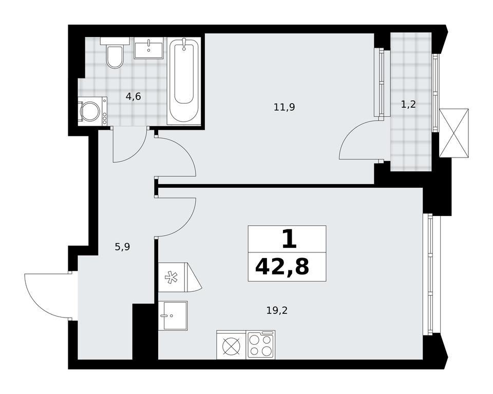 Apartment Sale, 42.8 sq. m. at Desnarechie, kvartal № 23, Desyonovskoye Settlement, Moscow, Russia #2
