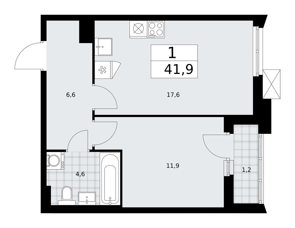 Apartment Sale, 41.9平方米 at Desnarechie, kvartal № 23, Desyonovskoye Settlement, Moscow, Russia #1