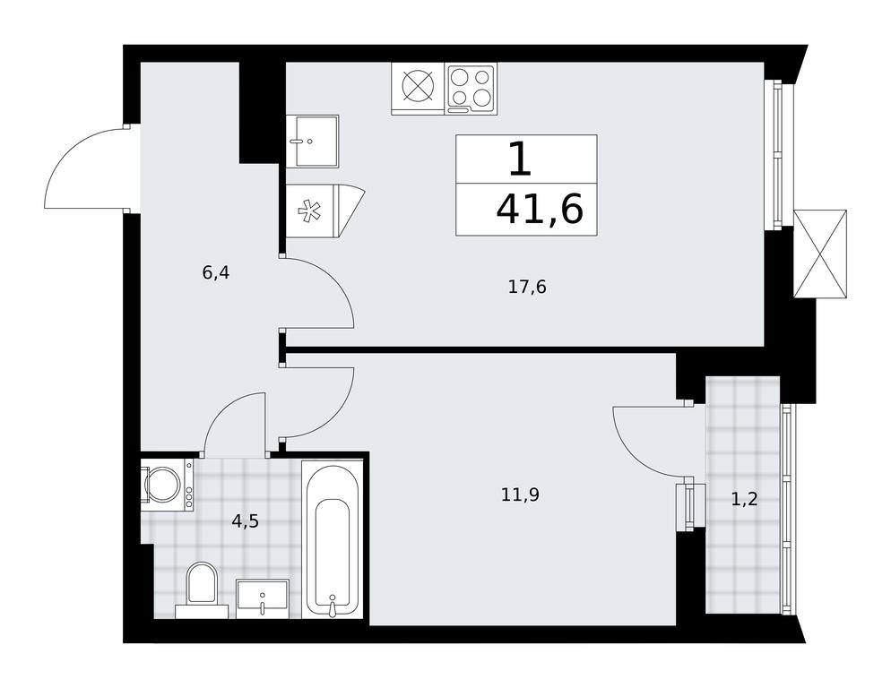 Apartment Sale, 41.6平方米 at Desnarechie, kvartal № 23, Desyonovskoye Settlement, Moscow, Russia #1