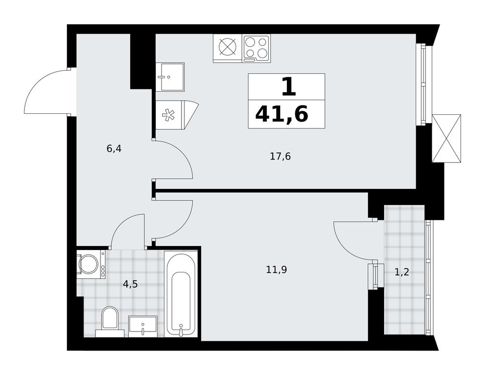 Apartment Sale, 41.6平方米 at Desnarechie, kvartal № 23, Desyonovskoye Settlement, Moscow, Russia #2