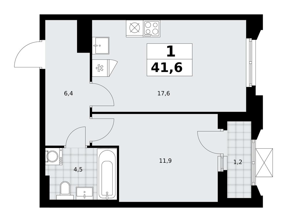 Apartment Sale, 41.6平方米 at Desnarechie, kvartal № 23, Desyonovskoye Settlement, Moscow, Russia #2