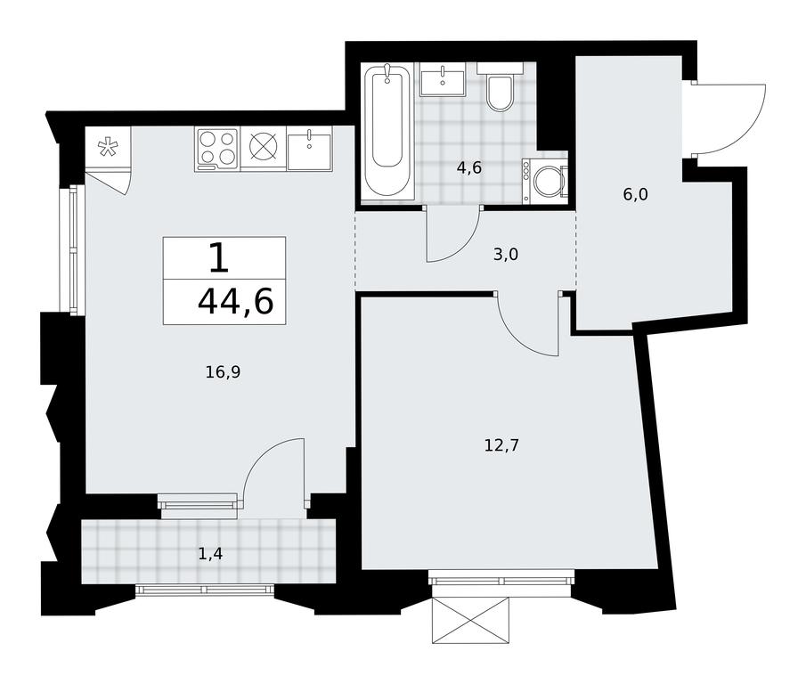 Apartment Sale, 44.6平方米 at Desnarechie, kvartal № 23, Desyonovskoye Settlement, Moscow, Russia #1