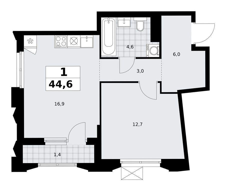 Apartment Sale, 44.6平方米 at Desnarechie, kvartal № 23, Desyonovskoye Settlement, Moscow, Russia #2