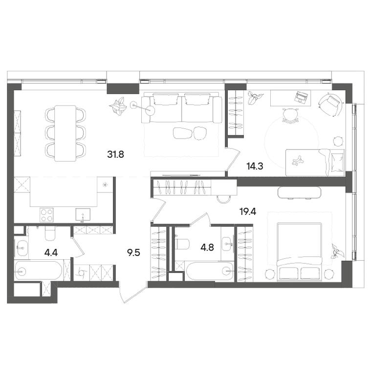 Продажа 2-комн. квартиры, 84,2 м² в ЖК «Грейн (Grain)», Старокалужское шоссе, 64с1, Москва, Россия #2 Продажа 2-комн. квартиры, 84,2 м² в ЖК «Грейн (Grain)», Старокалужское шоссе, 64с1, Москва, Россия #2