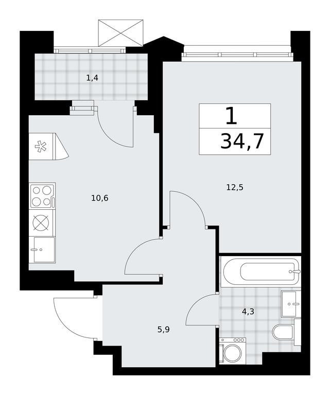 Apartment Sale, 34.7 sq. m. at Desnarechie, kvartal № 23, Desyonovskoye Settlement, Moscow, Russia #1 Apartment Sale, 34.7 sq. m. at Desnarechie, kvartal № 23, Desyonovskoye Settlement, Moscow, Russia #1