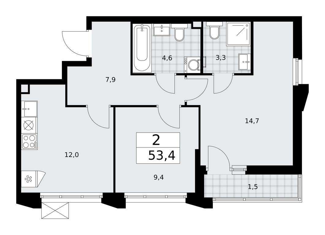 1-BD Apartment Sale, 53.4 sq. m. at Desnarechie, kvartal № 23, Desyonovskoye Settlement, Moscow, Russia #1 1-BD Apartment Sale, 53.4 sq. m. at Desnarechie, kvartal № 23, Desyonovskoye Settlement, Moscow, Russia #1