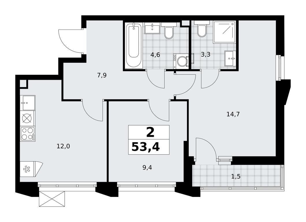 1-BD Apartment Sale, 53.4 sq. m. at Desnarechie, kvartal № 23, Desyonovskoye Settlement, Moscow, Russia #2 1-BD Apartment Sale, 53.4 sq. m. at Desnarechie, kvartal № 23, Desyonovskoye Settlement, Moscow, Russia #2