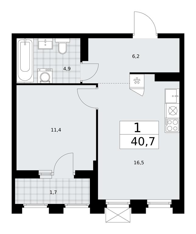 Apartment Sale, 40.7平方米 at Desnarechie, kvartal № 23, Desyonovskoye Settlement, Moscow, Russia #1