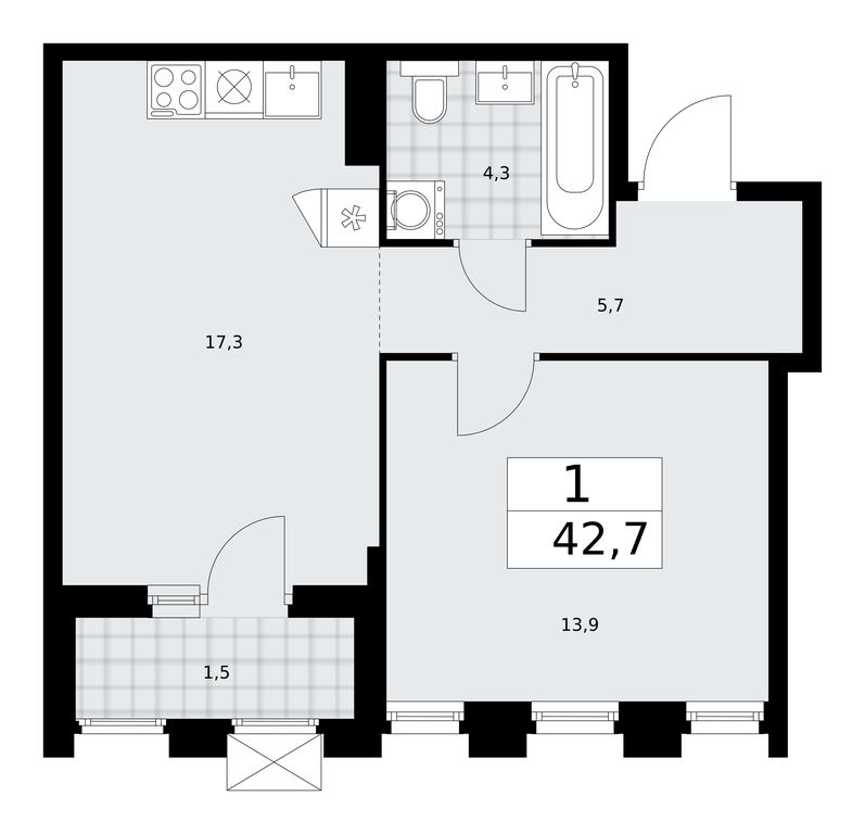 Apartment Sale, 42.7 sq. m. at Desnarechie, kvartal № 23, Desyonovskoye Settlement, Moscow, Russia #1 Apartment Sale, 42.7 sq. m. at Desnarechie, kvartal № 23, Desyonovskoye Settlement, Moscow, Russia #1