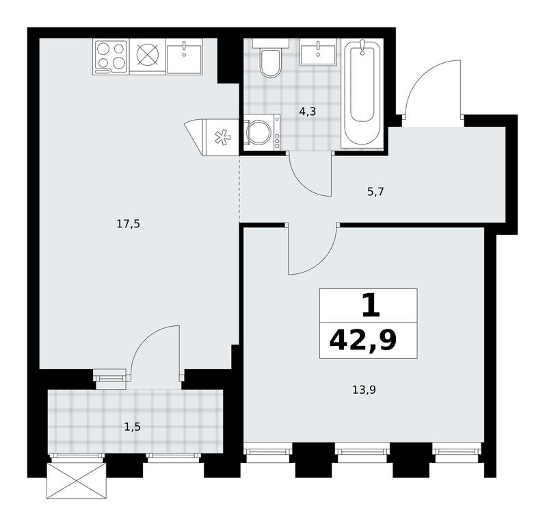 Apartment Sale, 42.9 sq. m. at Desnarechie, kvartal № 23, Desyonovskoye Settlement, Moscow, Russia #2 Apartment Sale, 42.9 sq. m. at Desnarechie, kvartal № 23, Desyonovskoye Settlement, Moscow, Russia #2