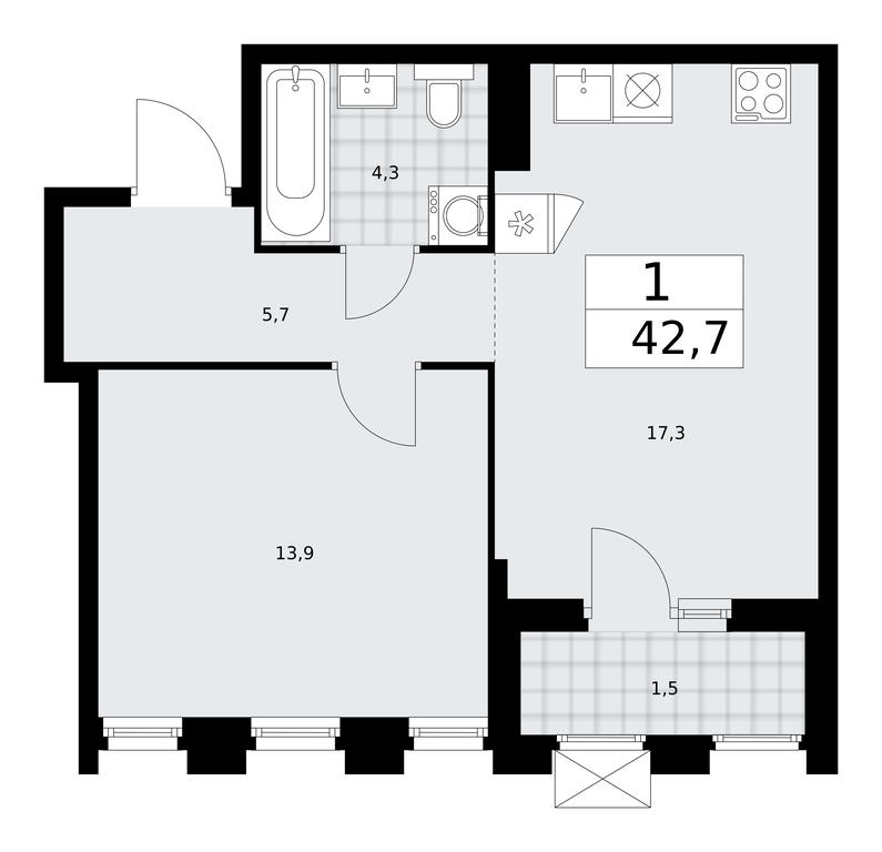 Apartment Sale, 42.7 sq. m. at Desnarechie, kvartal № 23, Desyonovskoye Settlement, Moscow, Russia #1 Apartment Sale, 42.7 sq. m. at Desnarechie, kvartal № 23, Desyonovskoye Settlement, Moscow, Russia #1