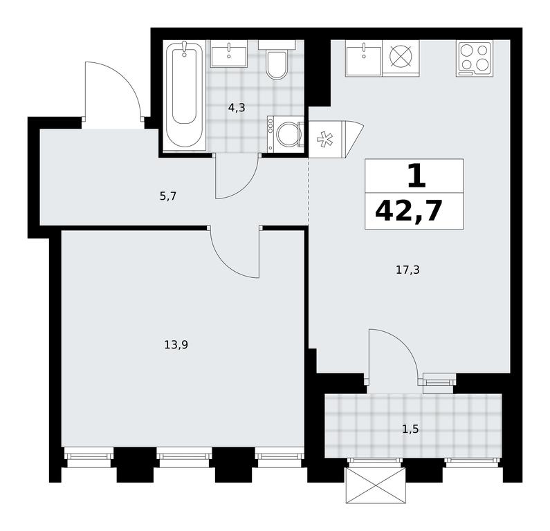 Apartment Sale, 42.7 sq. m. at Desnarechie, kvartal № 23, Desyonovskoye Settlement, Moscow, Russia #2 Apartment Sale, 42.7 sq. m. at Desnarechie, kvartal № 23, Desyonovskoye Settlement, Moscow, Russia #2