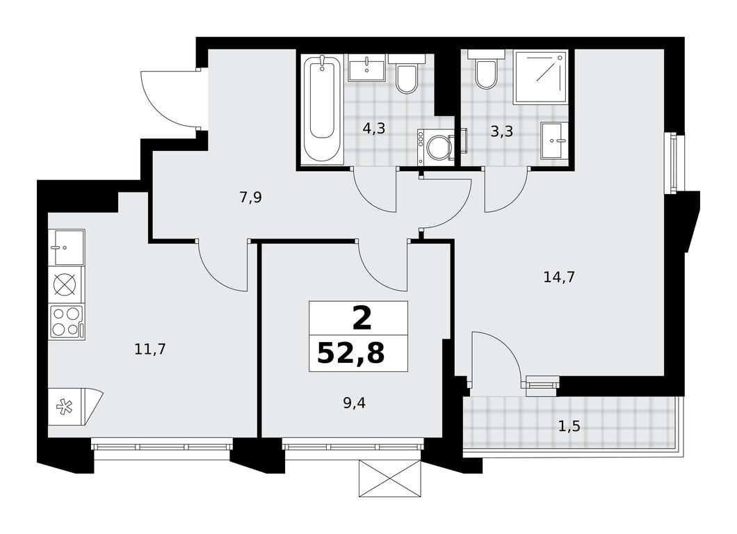 1-BD Apartment Sale, 52.8 sq. m. at Desnarechie, kvartal № 23, Desyonovskoye Settlement, Moscow, Russia #2 1-BD Apartment Sale, 52.8 sq. m. at Desnarechie, kvartal № 23, Desyonovskoye Settlement, Moscow, Russia #2