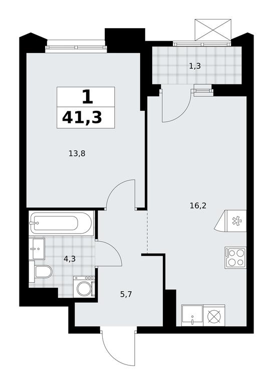 Apartment Sale, 41.3平方米 at Desnarechie, kvartal № 23, Desyonovskoye Settlement, Moscow, Russia #2