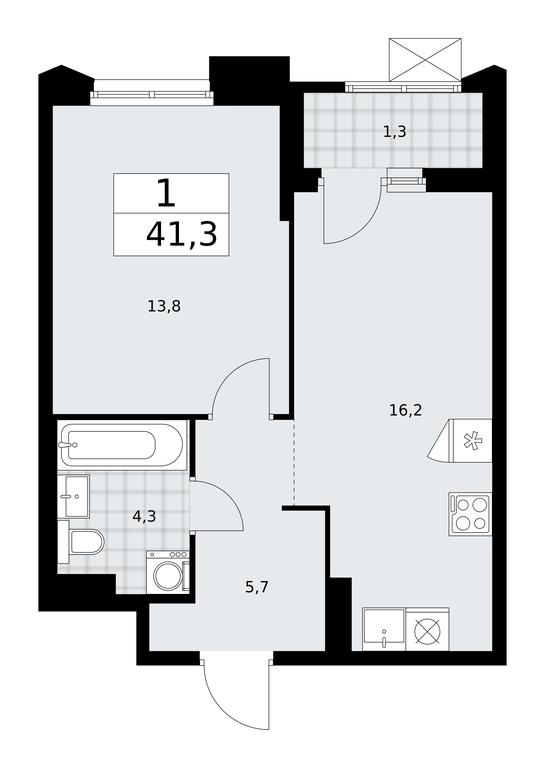 Apartment Sale, 41.3平方米 at Desnarechie, kvartal № 23, Desyonovskoye Settlement, Moscow, Russia #1