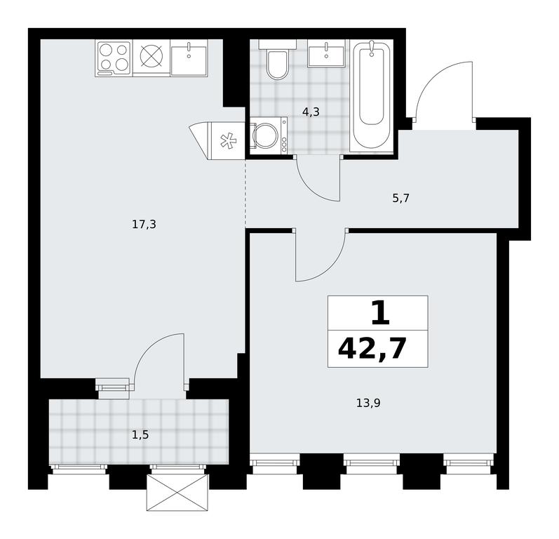 Apartment Sale, 42.7平方米 at Desnarechie, kvartal № 23, Desyonovskoye Settlement, Moscow, Russia #2 Apartment Sale, 42.7平方米 at Desnarechie, kvartal № 23, Desyonovskoye Settlement, Moscow, Russia #2