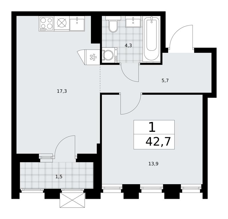 Apartment Sale, 42.7平方米 at Desnarechie, kvartal № 23, Desyonovskoye Settlement, Moscow, Russia #1 Apartment Sale, 42.7平方米 at Desnarechie, kvartal № 23, Desyonovskoye Settlement, Moscow, Russia #1