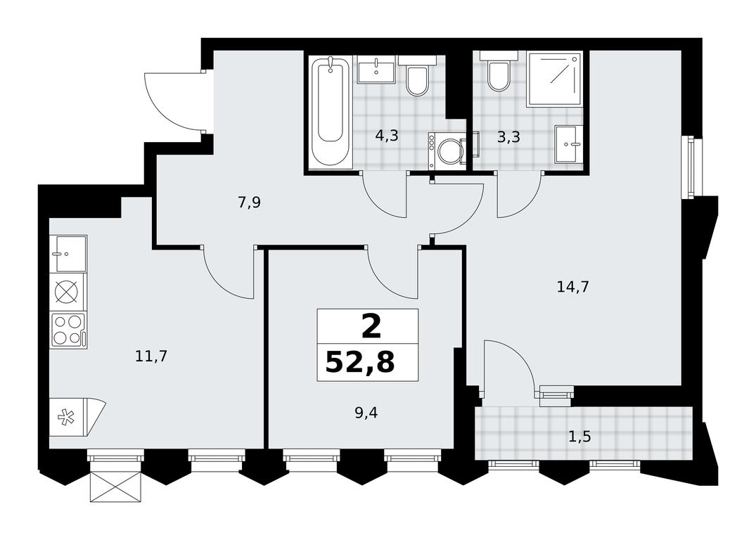 1-BD Apartment Sale, 52.8 sq. m. at Desnarechie, kvartal № 23, Desyonovskoye Settlement, Moscow, Russia #2