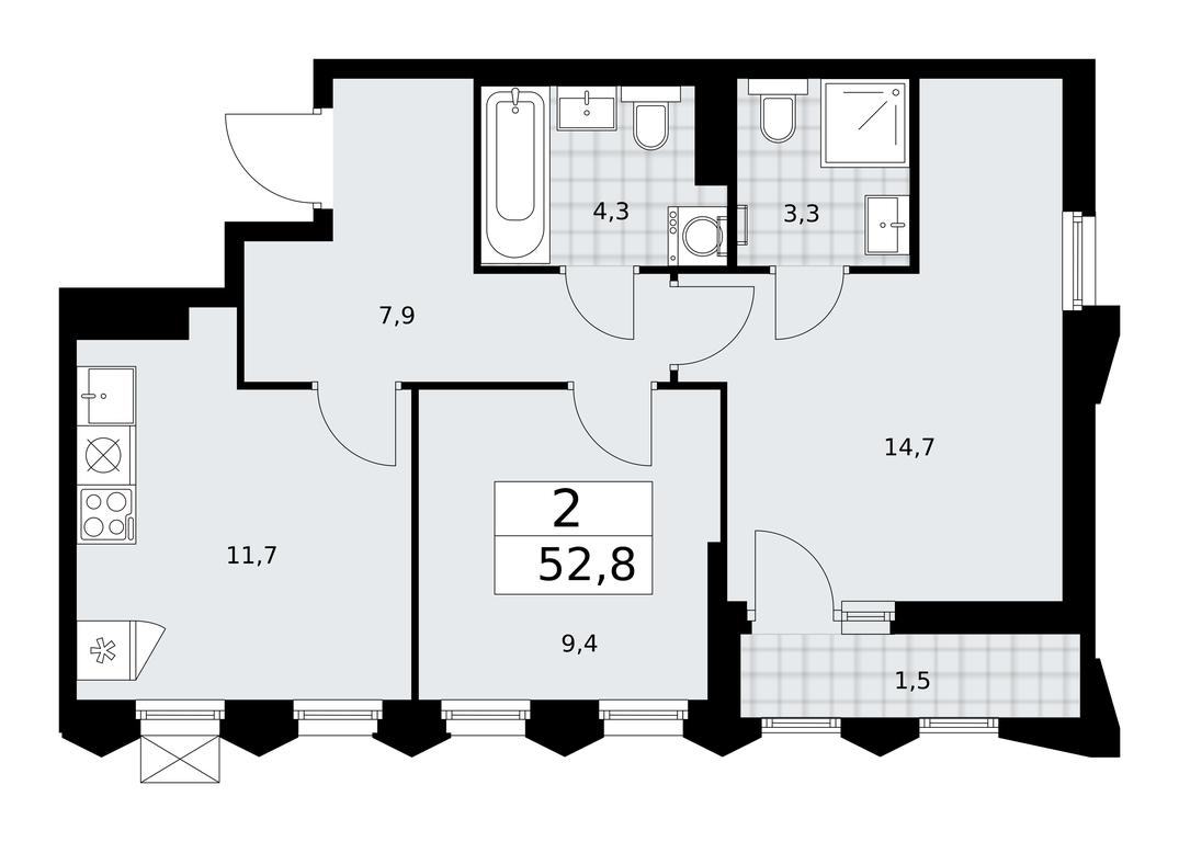 1-BD Apartment Sale, 52.8 sq. m. at Desnarechie, kvartal № 23, Desyonovskoye Settlement, Moscow, Russia #1