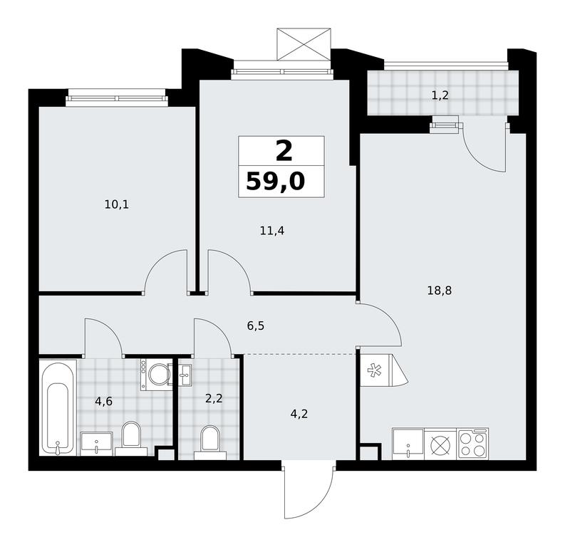 1-BD Apartment Sale, 59 sq. m. at Desnarechie, kvartal № 23, Desyonovskoye Settlement, Moscow, Russia #2 1-BD Apartment Sale, 59 sq. m. at Desnarechie, kvartal № 23, Desyonovskoye Settlement, Moscow, Russia #2