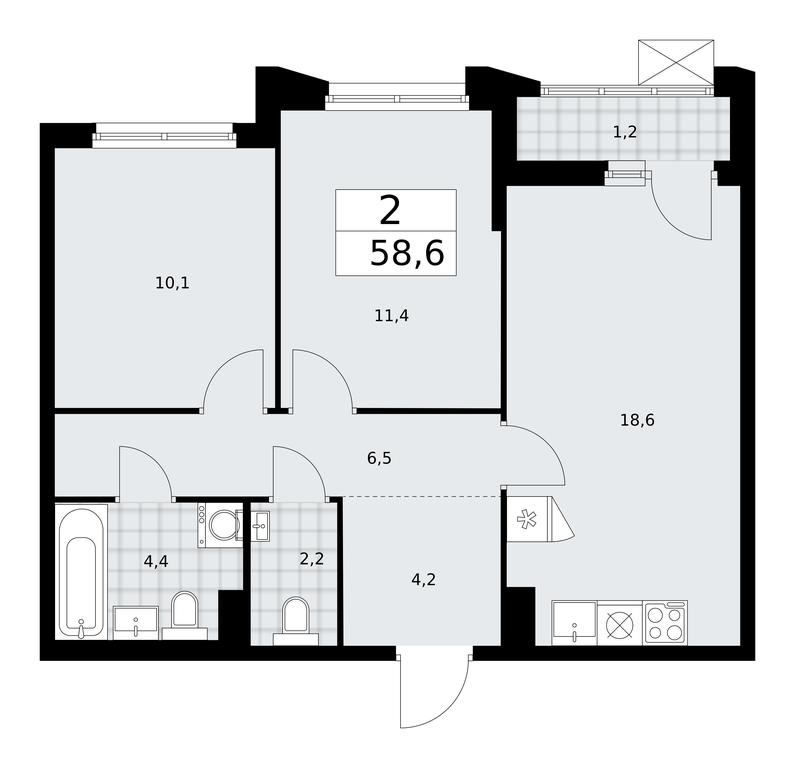 1-BD Apartment Sale, 58.6 sq. m. at Desnarechie, kvartal № 23, Desyonovskoye Settlement, Moscow, Russia #1 1-BD Apartment Sale, 58.6 sq. m. at Desnarechie, kvartal № 23, Desyonovskoye Settlement, Moscow, Russia #1