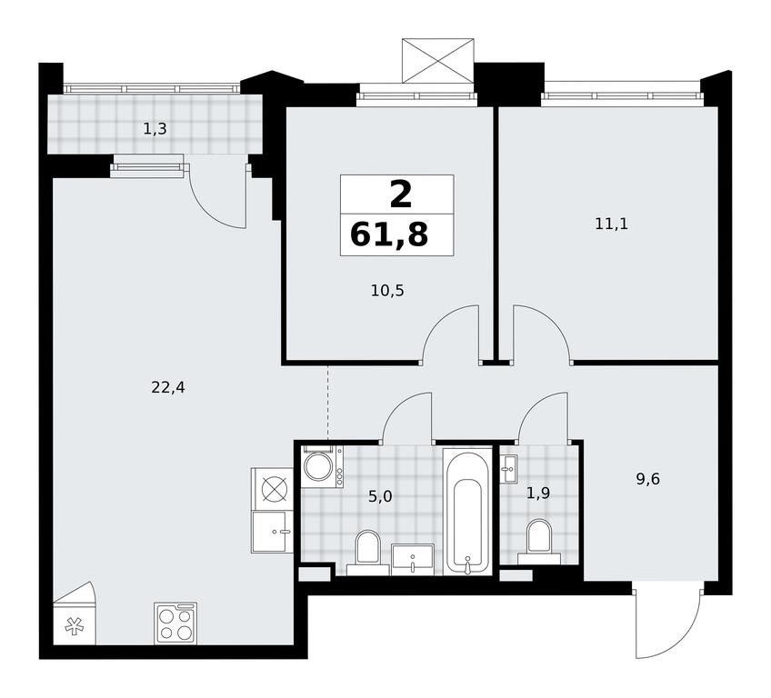 1-BD Apartment Sale, 61.8平方米 at Desnarechie, kvartal № 23, Desyonovskoye Settlement, Moscow, Russia #2 1-BD Apartment Sale, 61.8平方米 at Desnarechie, kvartal № 23, Desyonovskoye Settlement, Moscow, Russia #2
