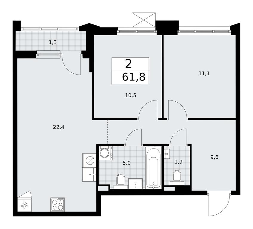 1-BD Apartment Sale, 61.8平方米 at Desnarechie, kvartal № 23, Desyonovskoye Settlement, Moscow, Russia #1 1-BD Apartment Sale, 61.8平方米 at Desnarechie, kvartal № 23, Desyonovskoye Settlement, Moscow, Russia #1