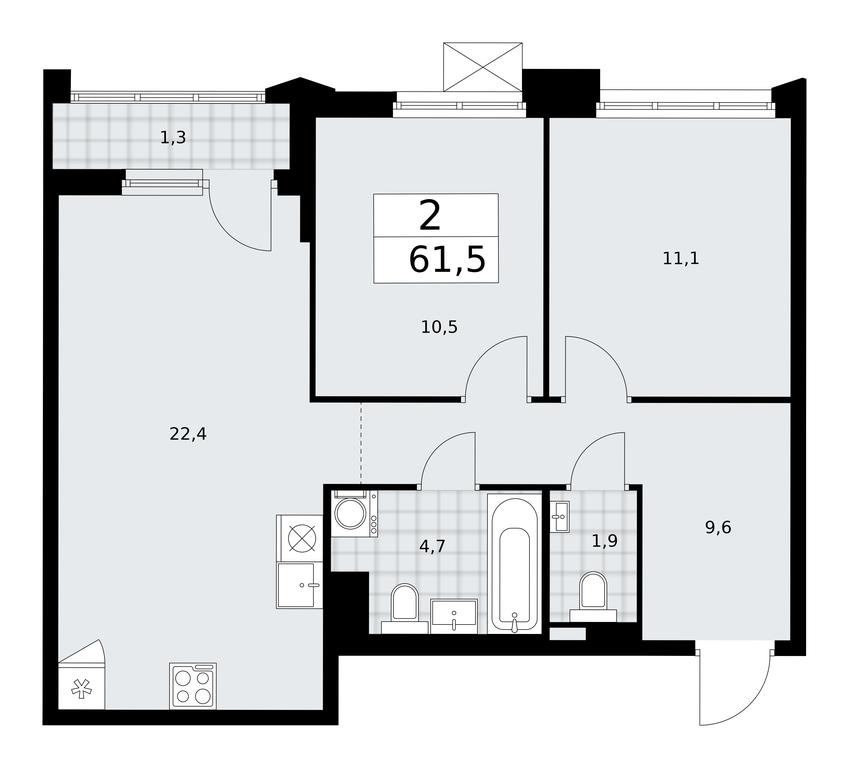 1-BD Apartment Sale, 61.5 sq. m. at Desnarechie, kvartal № 23, Desyonovskoye Settlement, Moscow, Russia #1 1-BD Apartment Sale, 61.5 sq. m. at Desnarechie, kvartal № 23, Desyonovskoye Settlement, Moscow, Russia #1