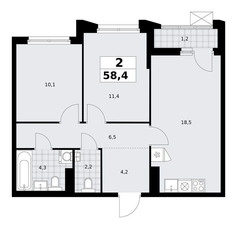 1-BD Apartment Sale, 58.4 sq. m. at Desnarechie, kvartal № 23, Desyonovskoye Settlement, Moscow, Russia #2 1-BD Apartment Sale, 58.4 sq. m. at Desnarechie, kvartal № 23, Desyonovskoye Settlement, Moscow, Russia #2