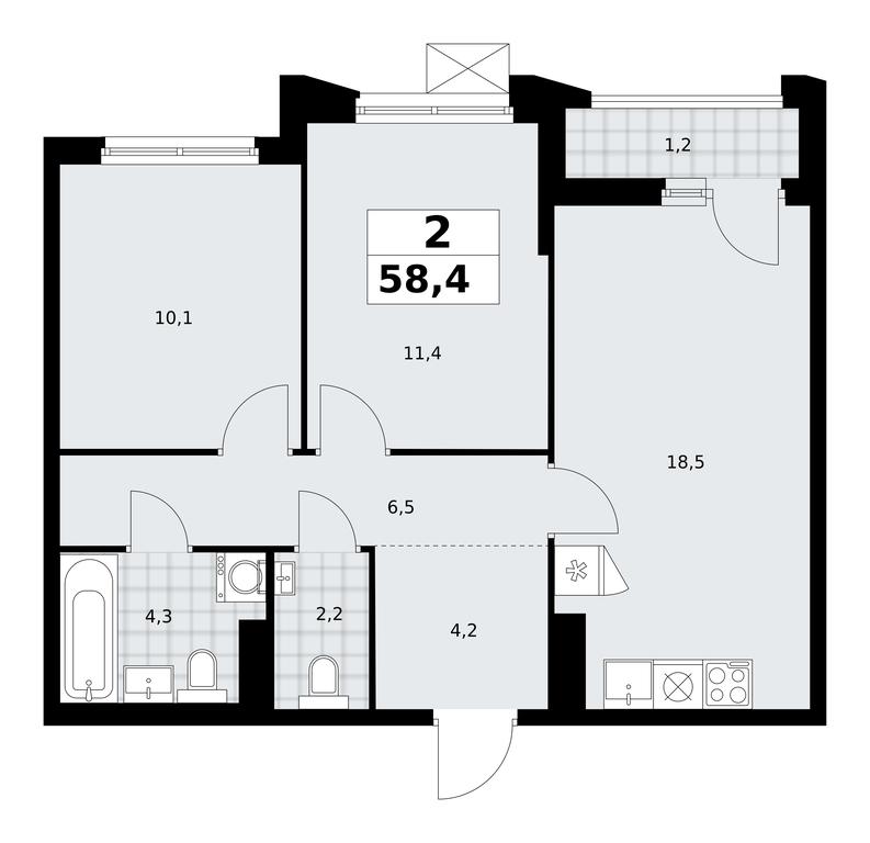 1-BD Apartment Sale, 58.4 sq. m. at Desnarechie, kvartal № 23, Desyonovskoye Settlement, Moscow, Russia #2 1-BD Apartment Sale, 58.4 sq. m. at Desnarechie, kvartal № 23, Desyonovskoye Settlement, Moscow, Russia #2