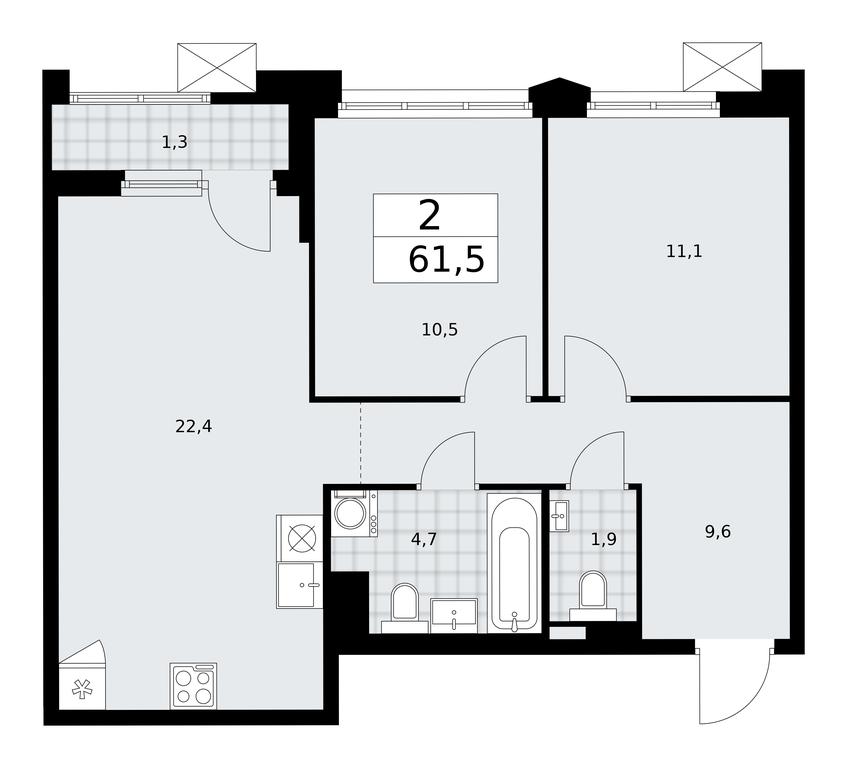 1-BD Apartment Sale, 61.5 sq. m. at Desnarechie, kvartal № 23, Desyonovskoye Settlement, Moscow, Russia #1 1-BD Apartment Sale, 61.5 sq. m. at Desnarechie, kvartal № 23, Desyonovskoye Settlement, Moscow, Russia #1