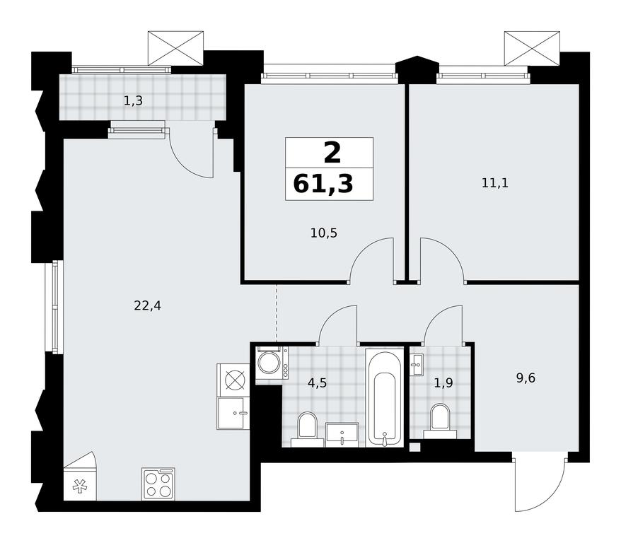 1-BD Apartment Sale, 61.3 sq. m. at Desnarechie, kvartal № 23, Desyonovskoye Settlement, Moscow, Russia #2 1-BD Apartment Sale, 61.3 sq. m. at Desnarechie, kvartal № 23, Desyonovskoye Settlement, Moscow, Russia #2