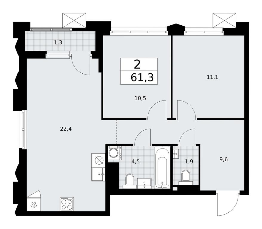 1-BD Apartment Sale, 61.3 sq. m. at Desnarechie, kvartal № 23, Desyonovskoye Settlement, Moscow, Russia #1 1-BD Apartment Sale, 61.3 sq. m. at Desnarechie, kvartal № 23, Desyonovskoye Settlement, Moscow, Russia #1