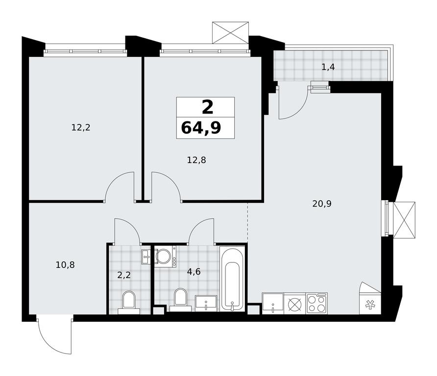 1-BD Apartment Sale, 64.9 sq. m. at Desnarechie, kvartal № 23, Desyonovskoye Settlement, Moscow, Russia #2 1-BD Apartment Sale, 64.9 sq. m. at Desnarechie, kvartal № 23, Desyonovskoye Settlement, Moscow, Russia #2