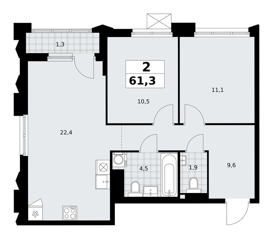1-BD Apartment Sale, 61.3 sq. m. at Desnarechie, kvartal № 23, Desyonovskoye Settlement, Moscow, Russia #2 1-BD Apartment Sale, 61.3 sq. m. at Desnarechie, kvartal № 23, Desyonovskoye Settlement, Moscow, Russia #2