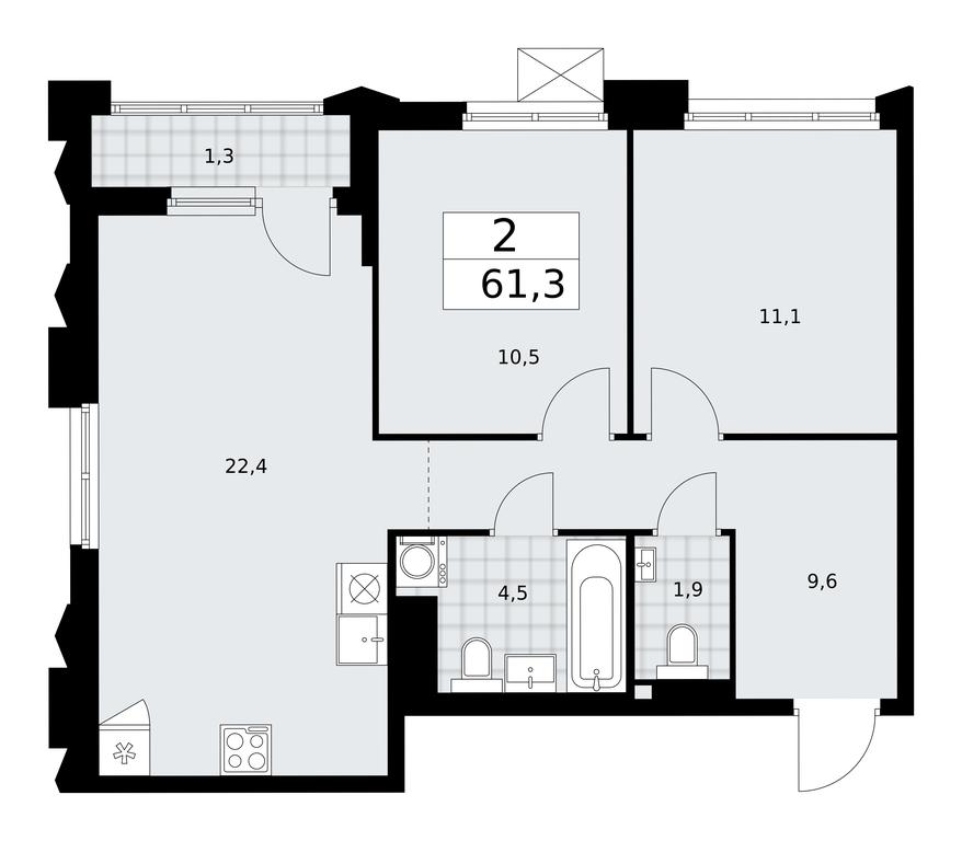1-BD Apartment Sale, 61.3 sq. m. at Desnarechie, kvartal № 23, Desyonovskoye Settlement, Moscow, Russia #1 1-BD Apartment Sale, 61.3 sq. m. at Desnarechie, kvartal № 23, Desyonovskoye Settlement, Moscow, Russia #1