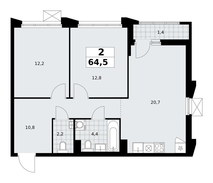 1-BD Apartment Sale, 64.5 sq. m. at Desnarechie, kvartal № 23, Desyonovskoye Settlement, Moscow, Russia #2 1-BD Apartment Sale, 64.5 sq. m. at Desnarechie, kvartal № 23, Desyonovskoye Settlement, Moscow, Russia #2