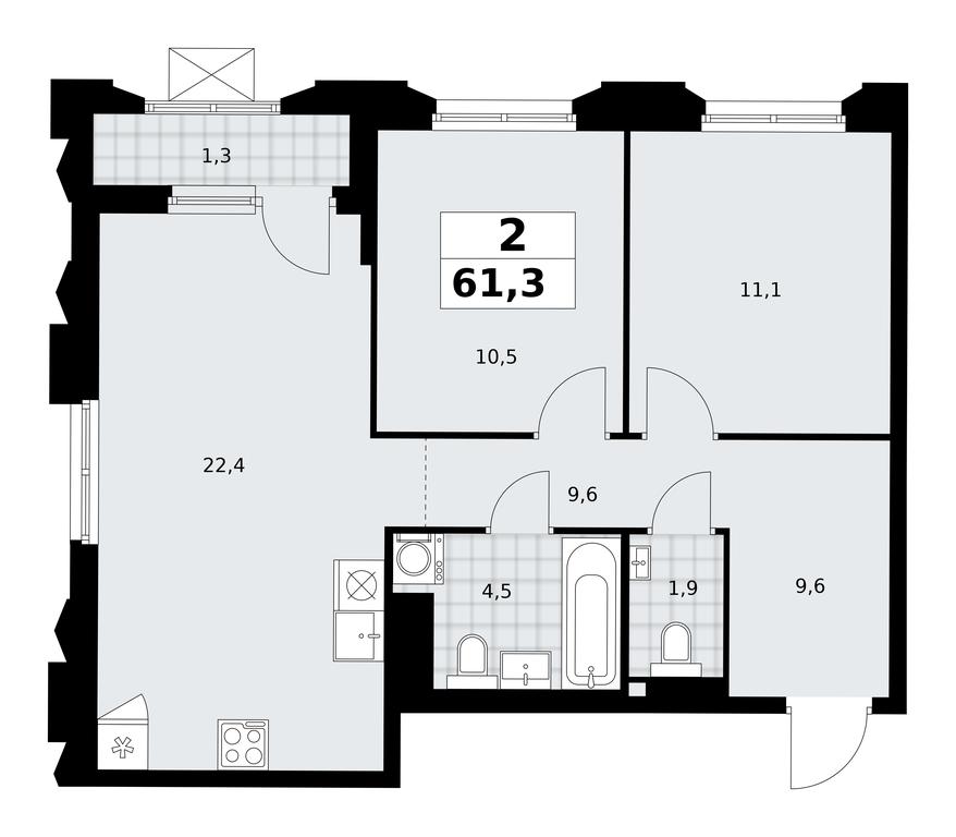 1-BD Apartment Sale, 61.3 sq. m. at Desnarechie, kvartal № 23, Desyonovskoye Settlement, Moscow, Russia #2 1-BD Apartment Sale, 61.3 sq. m. at Desnarechie, kvartal № 23, Desyonovskoye Settlement, Moscow, Russia #2