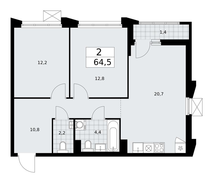 1-BD Apartment Sale, 64.5 sq. m. at Desnarechie, kvartal № 23, Desyonovskoye Settlement, Moscow, Russia #1 1-BD Apartment Sale, 64.5 sq. m. at Desnarechie, kvartal № 23, Desyonovskoye Settlement, Moscow, Russia #1