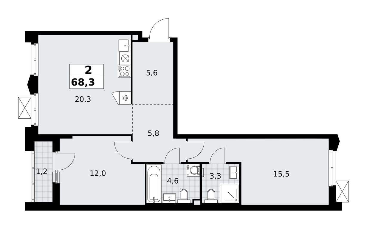 1-BD Apartment Sale, 68.3 sq. m. at Desnarechie, kvartal № 23, Desyonovskoye Settlement, Moscow, Russia #2 1-BD Apartment Sale, 68.3 sq. m. at Desnarechie, kvartal № 23, Desyonovskoye Settlement, Moscow, Russia #2