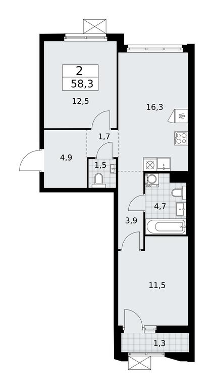 1-BD Apartment Sale, 58.3 sq. m. at Desnarechie, kvartal № 23, Desyonovskoye Settlement, Moscow, Russia #1 1-BD Apartment Sale, 58.3 sq. m. at Desnarechie, kvartal № 23, Desyonovskoye Settlement, Moscow, Russia #1