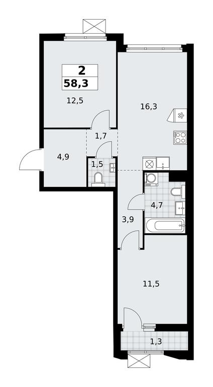 1-BD Apartment Sale, 58.3 sq. m. at Desnarechie, kvartal № 23, Desyonovskoye Settlement, Moscow, Russia #2 1-BD Apartment Sale, 58.3 sq. m. at Desnarechie, kvartal № 23, Desyonovskoye Settlement, Moscow, Russia #2