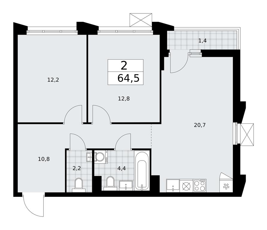 1-BD Apartment Sale, 64.5 sq. m. at Desnarechie, kvartal № 23, Desyonovskoye Settlement, Moscow, Russia #1 1-BD Apartment Sale, 64.5 sq. m. at Desnarechie, kvartal № 23, Desyonovskoye Settlement, Moscow, Russia #1