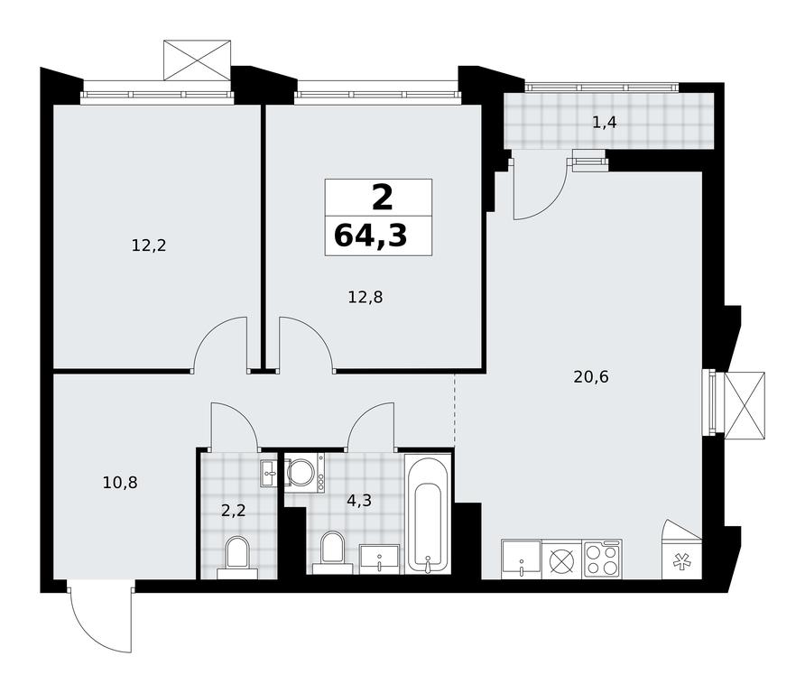 1-BD Apartment Sale, 64.3 sq. m. at Desnarechie, kvartal № 23, Desyonovskoye Settlement, Moscow, Russia #2 1-BD Apartment Sale, 64.3 sq. m. at Desnarechie, kvartal № 23, Desyonovskoye Settlement, Moscow, Russia #2