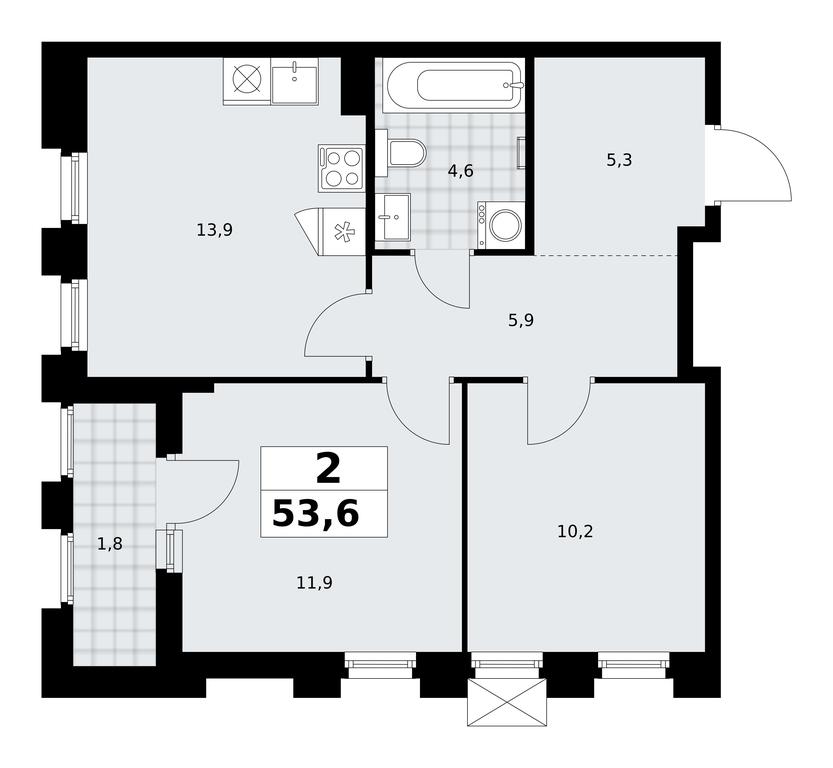1-BD Apartment Sale, 53.6 sq. m. at Desnarechie, kvartal № 23, Desyonovskoye Settlement, Moscow, Russia #2 1-BD Apartment Sale, 53.6 sq. m. at Desnarechie, kvartal № 23, Desyonovskoye Settlement, Moscow, Russia #2