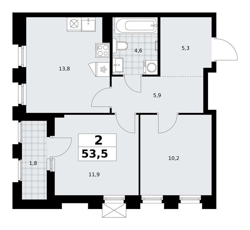 1-BD Apartment Sale, 53.5 sq. m. at Desnarechie, kvartal № 23, Desyonovskoye Settlement, Moscow, Russia #2 1-BD Apartment Sale, 53.5 sq. m. at Desnarechie, kvartal № 23, Desyonovskoye Settlement, Moscow, Russia #2