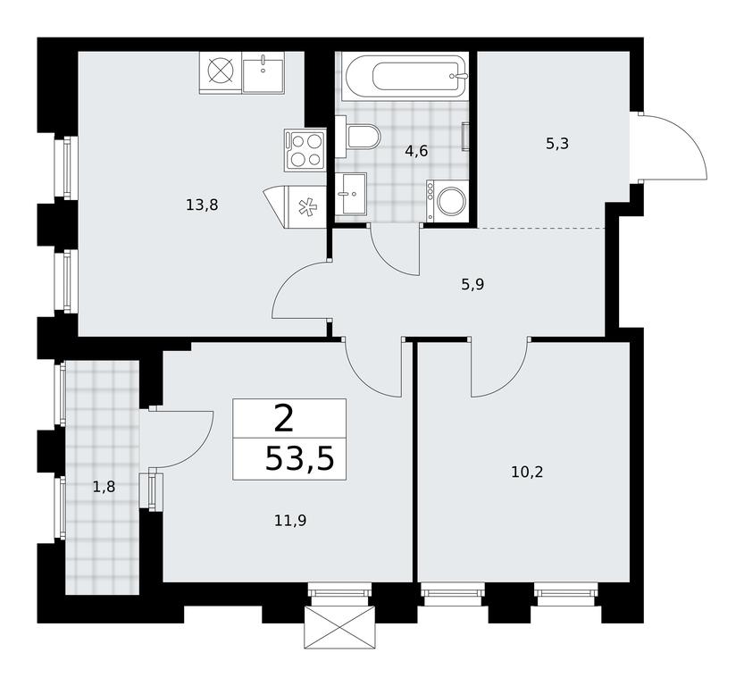 1-BD Apartment Sale, 53.5 sq. m. at Desnarechie, kvartal № 23, Desyonovskoye Settlement, Moscow, Russia #1 1-BD Apartment Sale, 53.5 sq. m. at Desnarechie, kvartal № 23, Desyonovskoye Settlement, Moscow, Russia #1